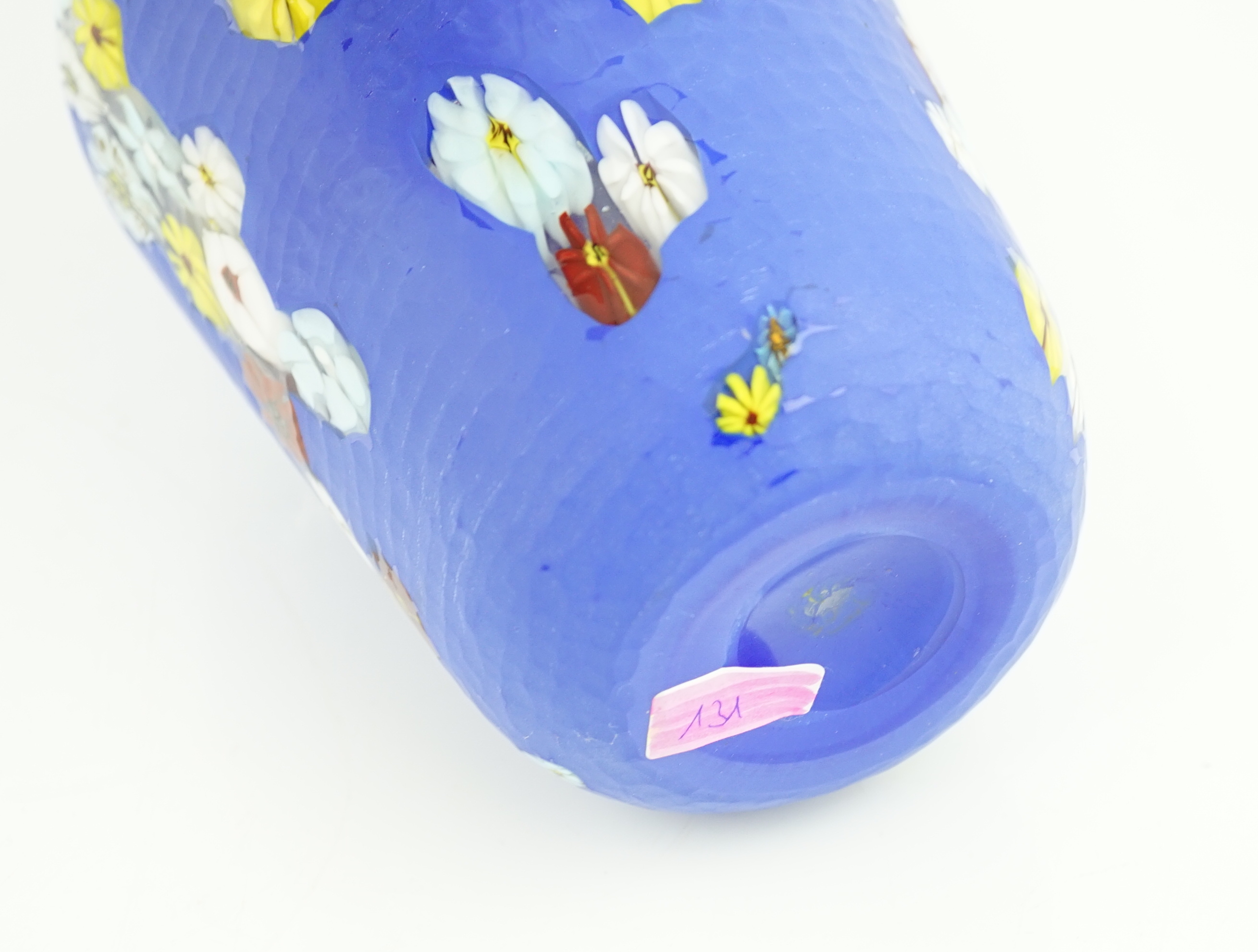 Vittorio Ferro (1932-2012) A Murano glass Murrine vase, the blue ground scattered with polychrome flowers, unsigned, 29cm, Please note this lot attracts an additional import tax of 20% on the hammer price